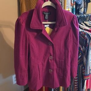 Dialogue Plum Textured Button-Front Jacket